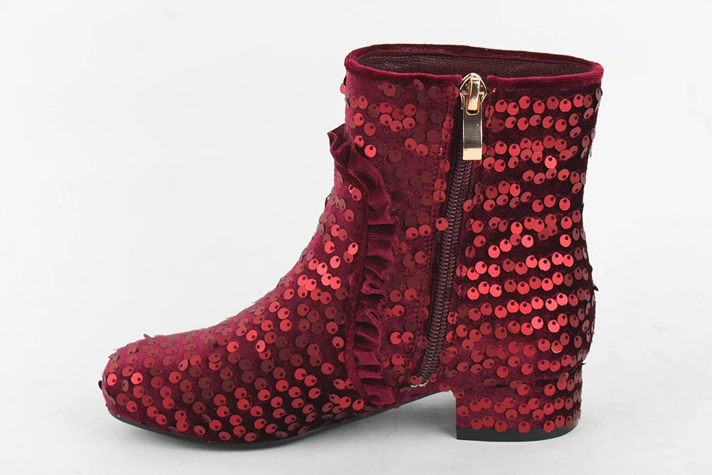 womens red sequin boots