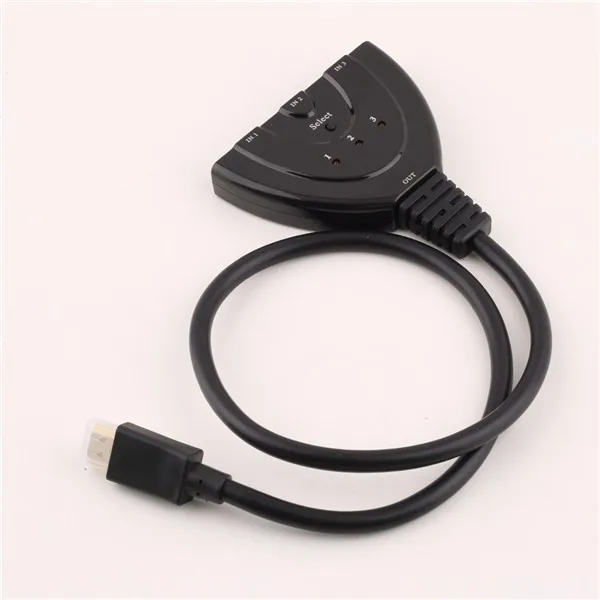 

3 in 1 Out Pigtail Adapter Auto Switch Extender Switcher Splitter Hub With Cable For HDTV 1080P