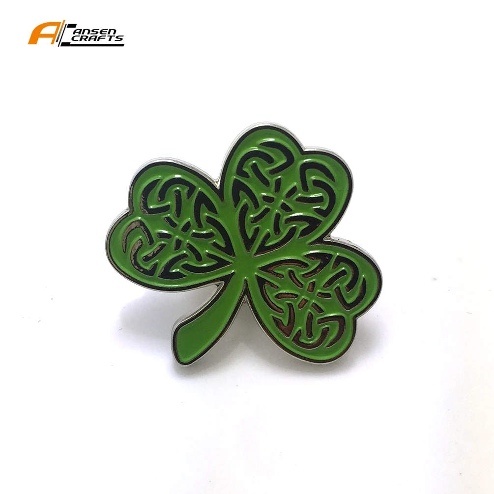 

four leaf clover clothes decorate metal soft enamel lapel pins badge
