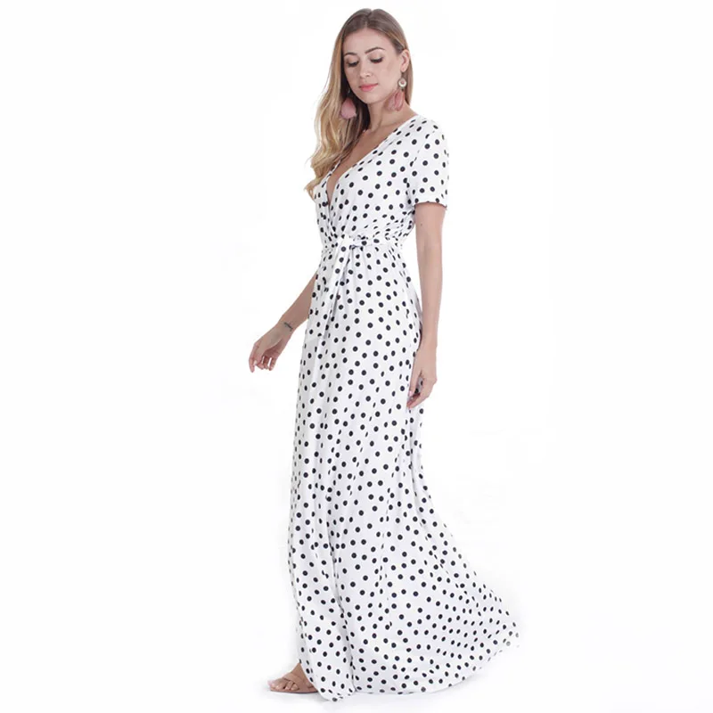 

Maxnegio women summer boho dress polka dot wrap dress, One color /can be customize