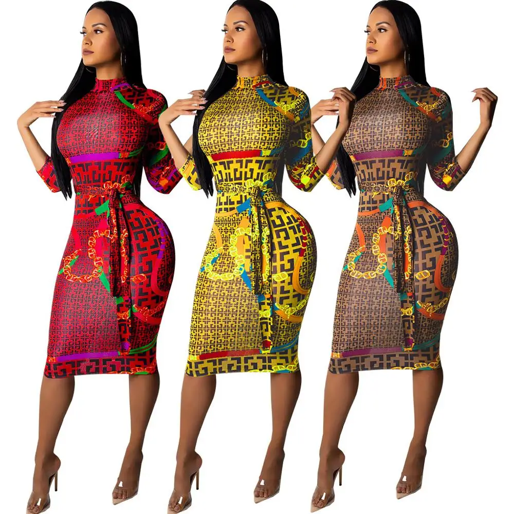 

2019 African Dashiki New Fashion Printing Super Party Famous Long Sleeve Long Tight Sexy dresses For lady, Custom made