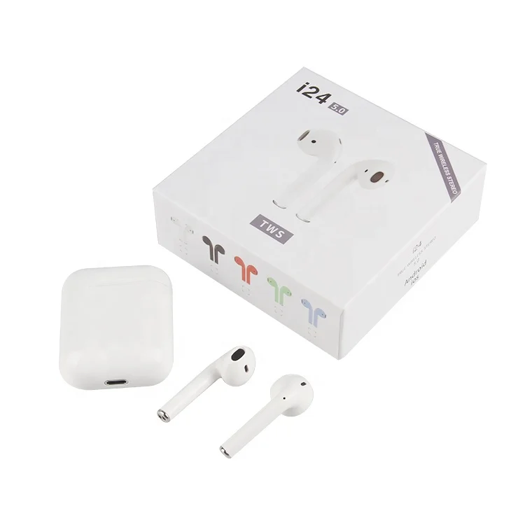 

Hot touch i24 tws pop-up auriculares paea celular with CE RoHS FCC certifications, White