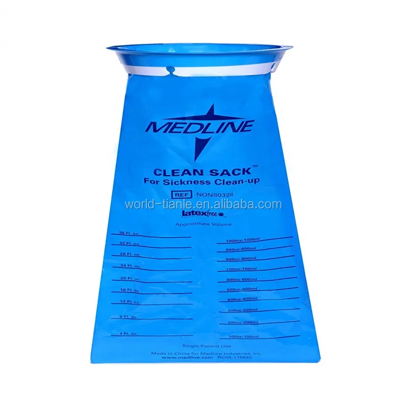 Wholesale Custom Disposable Blue Emesis Barf Bags Leakproof Vomit