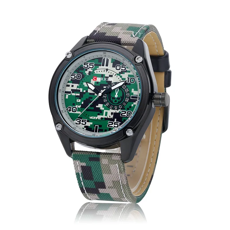 

Camouflage woven strap Military Watches Men Branded Curren Watch Hot sales 8183 army watches men