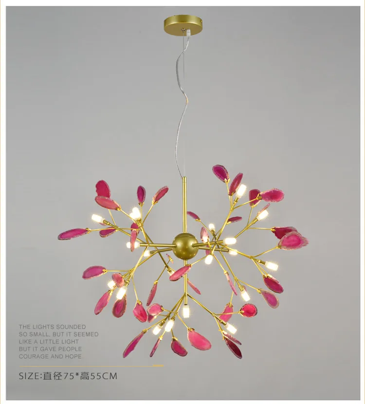 Modern globe indoor Iron Agate 20 Lights Colorful LED Chandeliers Pendant lights for home