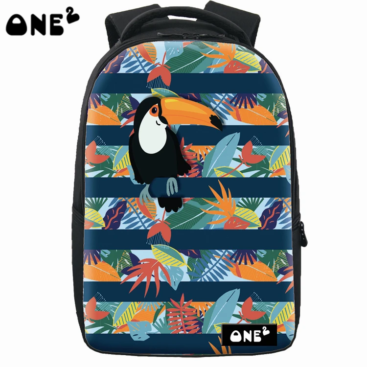 

ONE2 design parrot printed eminent backpack for laptop large capacity shoulder strap adjustable, Customized