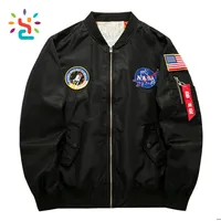 

Custom Winter Astronaut Bomber Jacket Men High Quality Hip Hop black Sportswear Male Jacket Flag Print Men's NASA