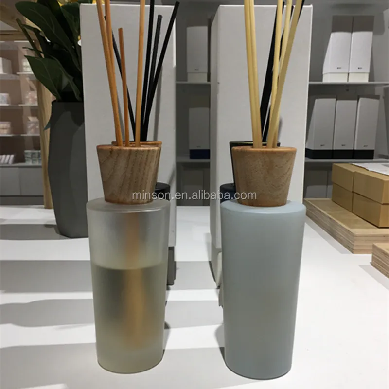 200ml Custom Design Black Frosted Glass Bottle Reed Diffuser Container ...