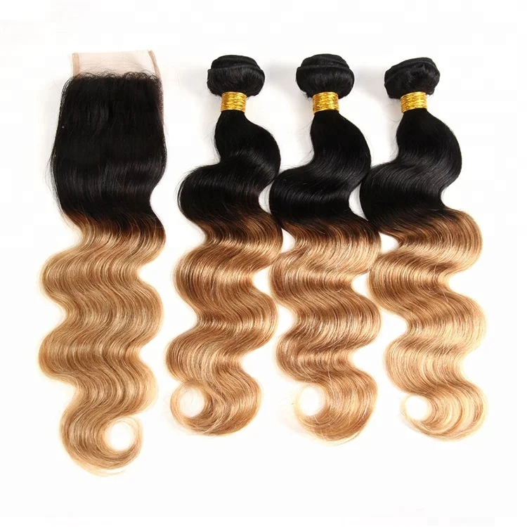 

Ombre Two Tone color Brazilian Body Bave Human hair weaving for African Amerian Black women