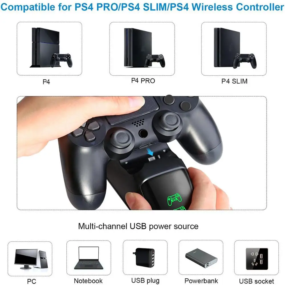 Quickly For Ps4 Dock And Dual Charging Station 4 Wireless Controllers ...