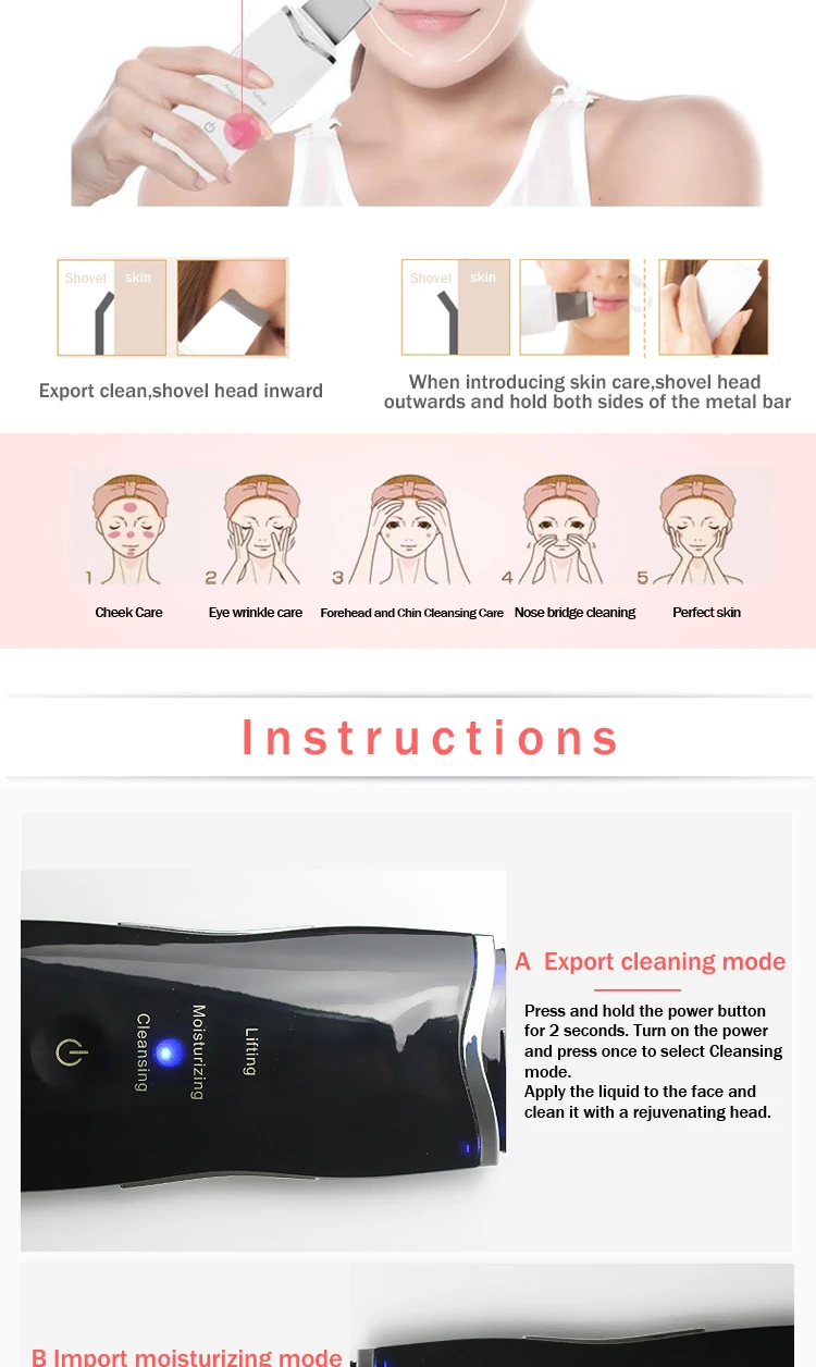 Beauty Personal Care Ultrasonic Vibration Facial Pores Skin face Clean the Scrubber blackhead removal