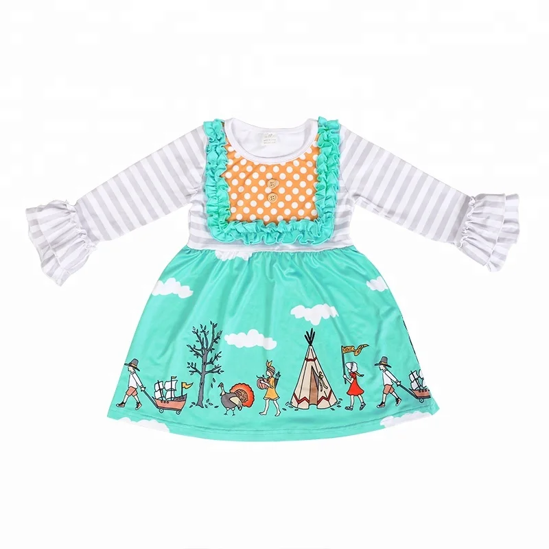 

Baby Girls Polka Dot Cloud Print Dresses Long Sleeve Ruffle Dress, As the picutres show