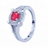 woman's gift funky red glass 925 silver pave setting Rings