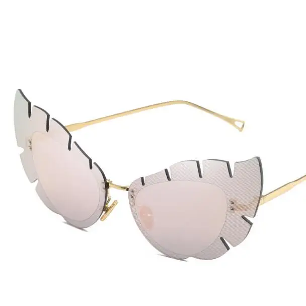 

Wiipu Butterfly-Shaped Cat Eye Sunglasses Personality Irregular Lens Rimless Sun Glasses Fashion Ladies Metal Sunglass