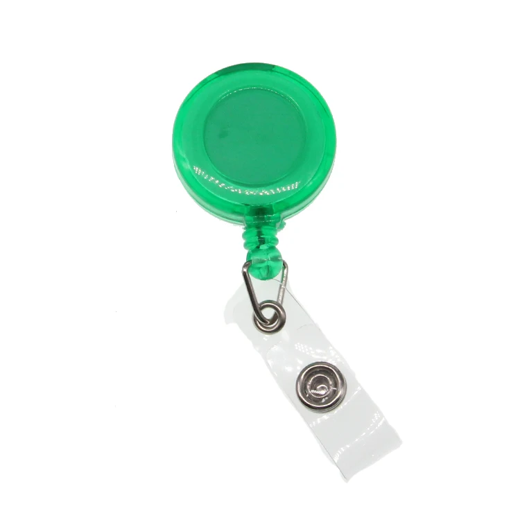 

Solid Color Retractable ID Badge Holder Transparent Green Badge Reel Holder