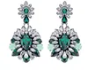 Fancy Green Big Shourouk Hanging Earrings Cluster Statement Drop Earings For Women Jewelry Pendientes