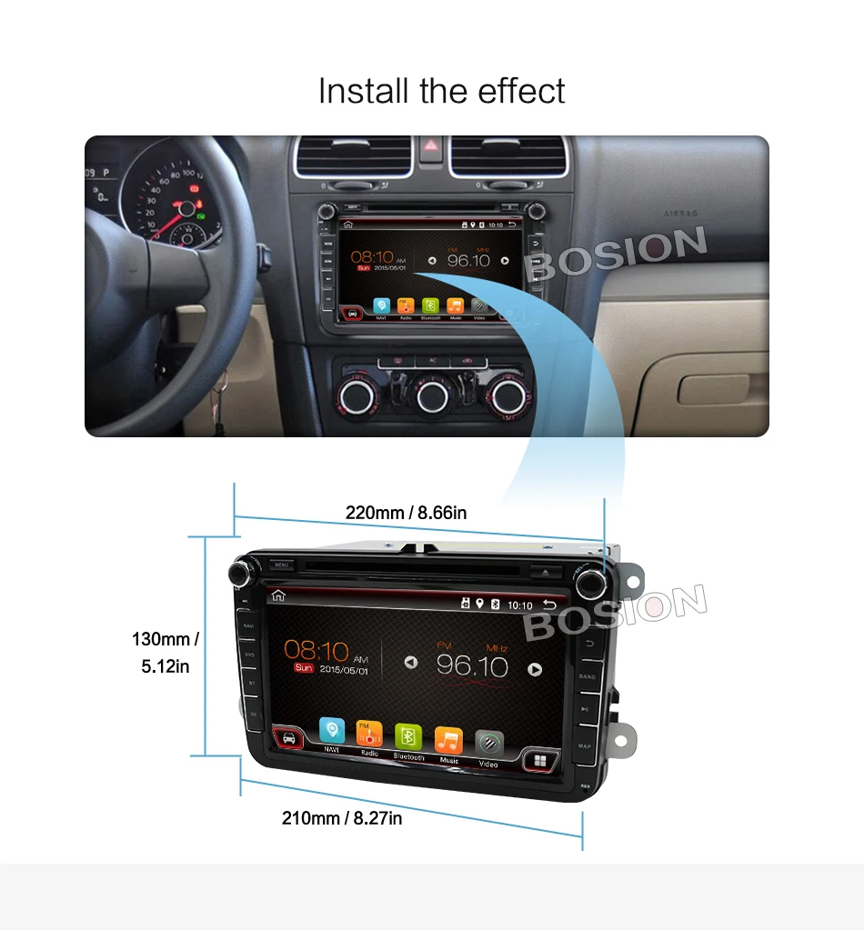 Excellent 2 DIN Octa Core Android 8.1 Car DVD GPS WIFI USB For Volkswagen GOLF 5 6 POLO TOURAN EOS PASSAT CC TIGUAN SHARAN SCIROCCO Caddy 25
