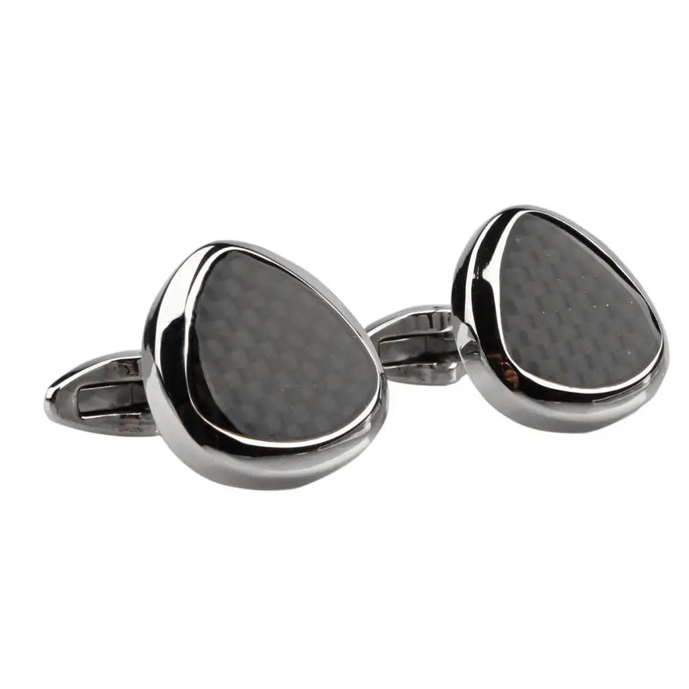 

Low MOQ Carbon Fiber Cufflinks Silver Color in Triangle Shape