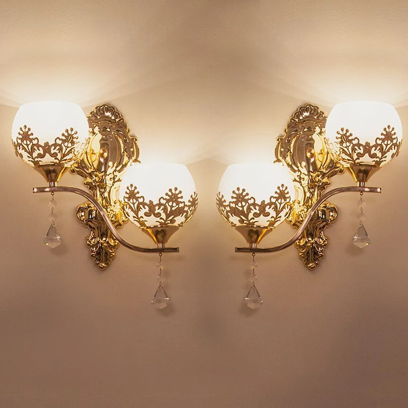 pearl gold decorative modern crystal LED Wall Lamp for hotel decor Bedding Room Living Room Indoor wall lamp