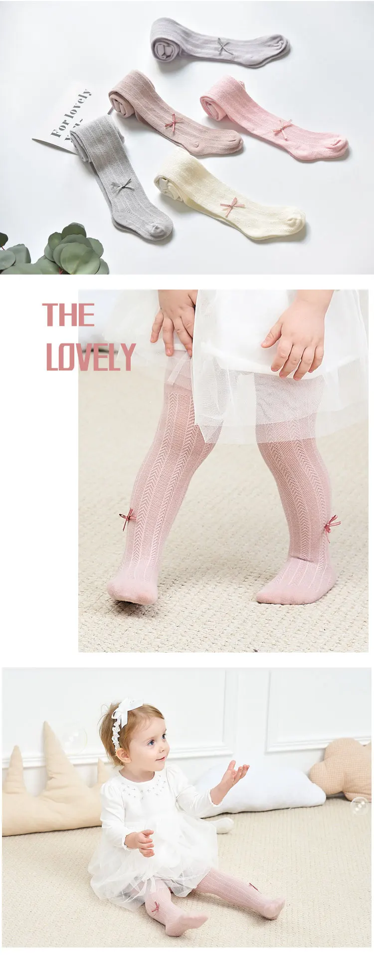 Wholesale Cute Cotton Bowknot Mesh Baby Girls Pantyhose Summer Thin Lovely Cozy Tights For Children
