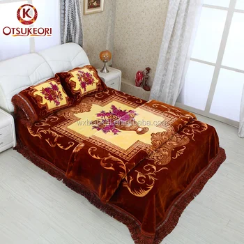 Hd Printing Korean Quality Raschel Blanket Bedcover Set And Bed