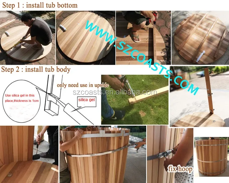 6 persons Outdoor hot SPA outdoor bathtub, wood fired hot tub