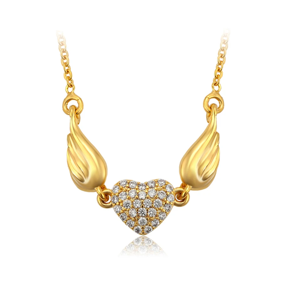 

45654 Xuping 24k gold women jewelry wing design heart shaped pendant necklace