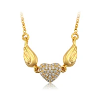 

45654 Xuping 24k gold women jewelry wing design heart shaped pendant necklace