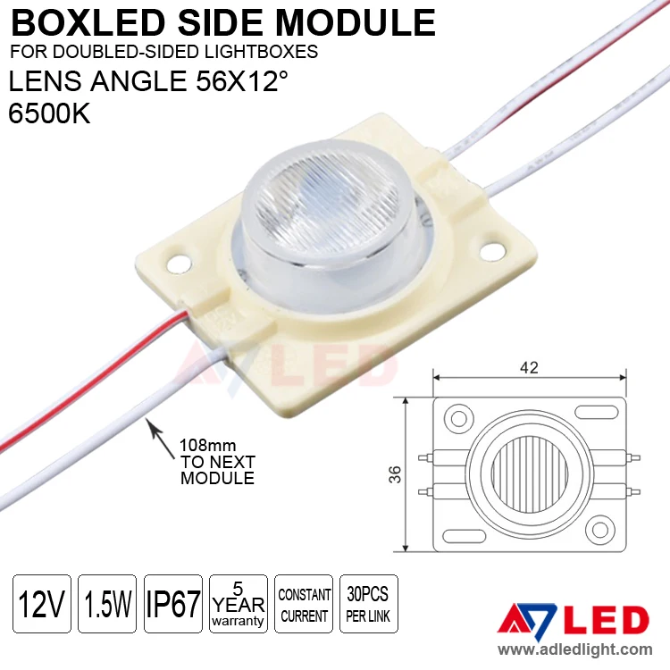 Factory direct narrow beam angle side light 12v 1.5w smd 3030 edge lit double sided led module