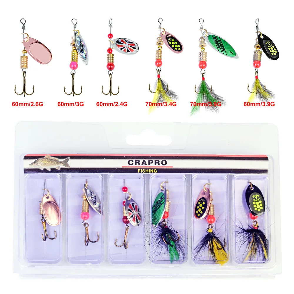 

Fishing Spoon Lures Spinner Bait 2.6-3.9g Fishing Wobbler Metal Baits Spinnerbait Isca Artificial Free With Box, 6 colors