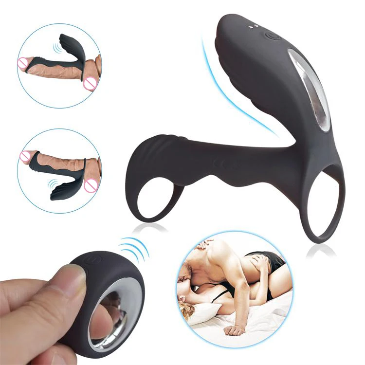 
best selling remote control 12 speed sex toys men penis vibrating cock ring with clitoral stimulator 