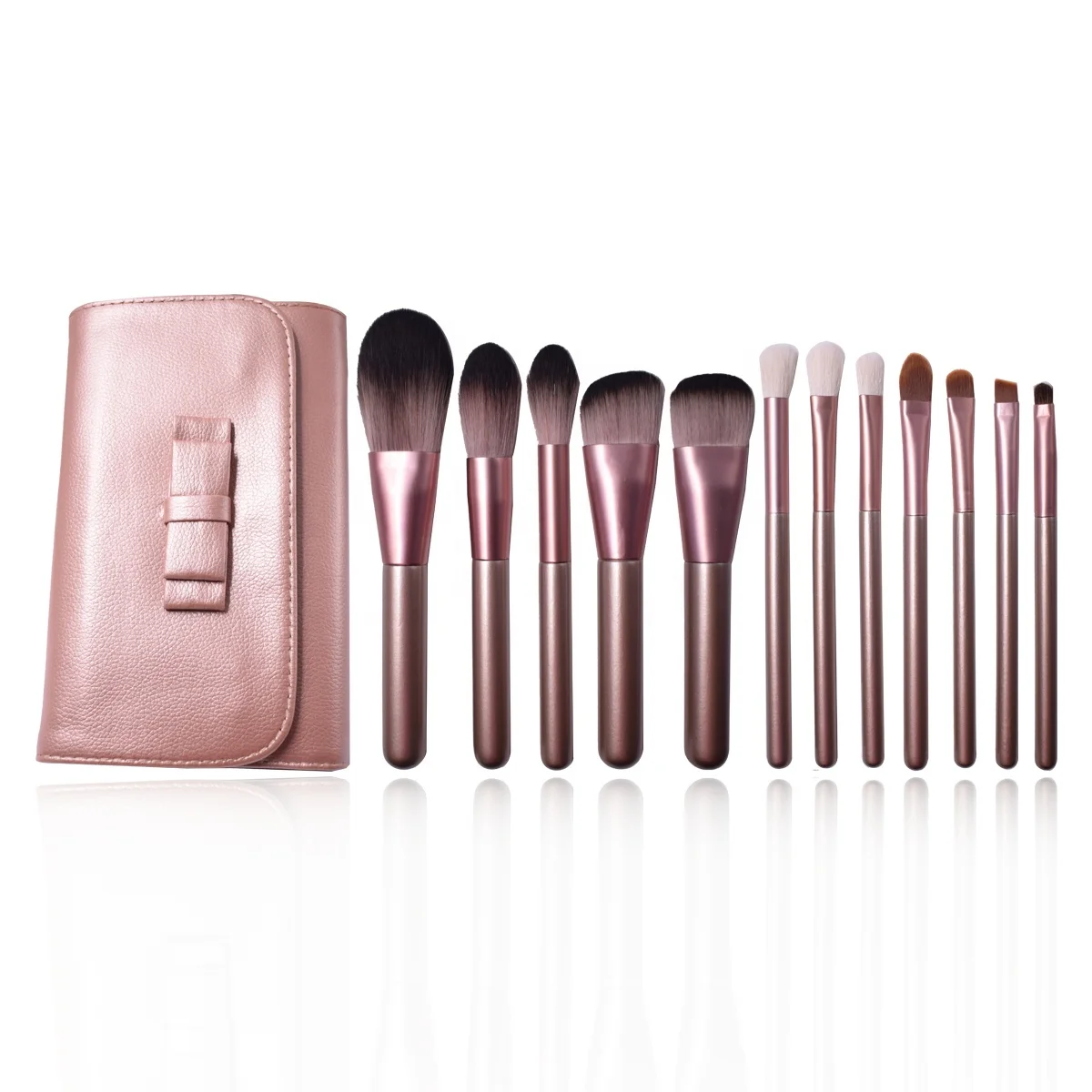 

12PCS Makeup Brush Set with PU Bag Professional Cosmetic Beauty Brush makeup Set High Quality Goat hair pinceau de maquillage