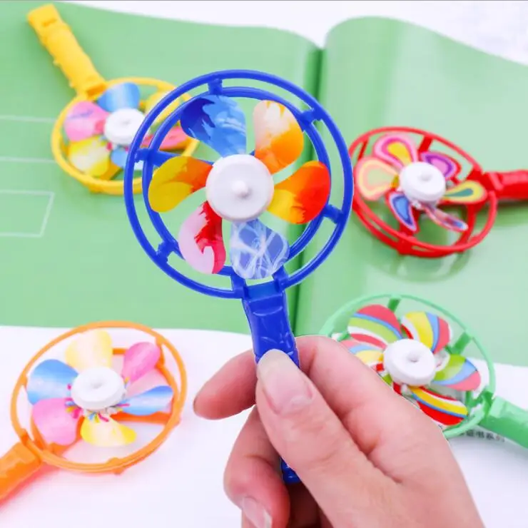 Hot sale plastic small whistle toy with colorful windmills promotional gifts for kids