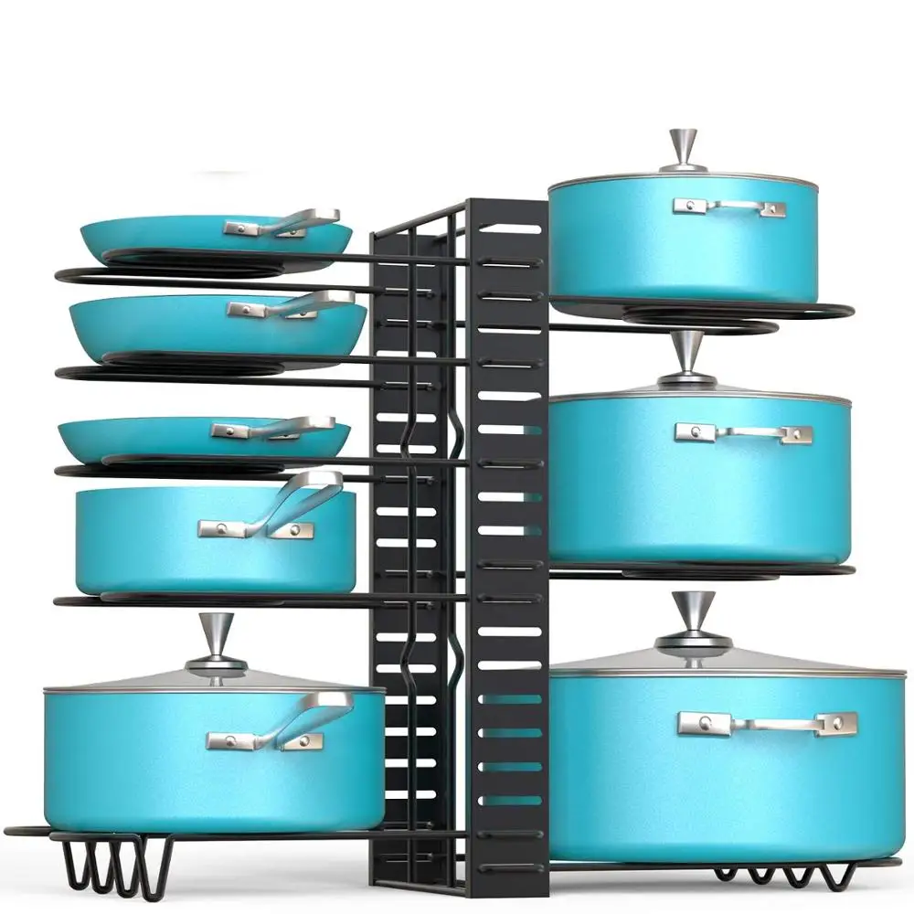 

Pan and pot organizer Rack Adjustable 8 layer Iron shelf, Black