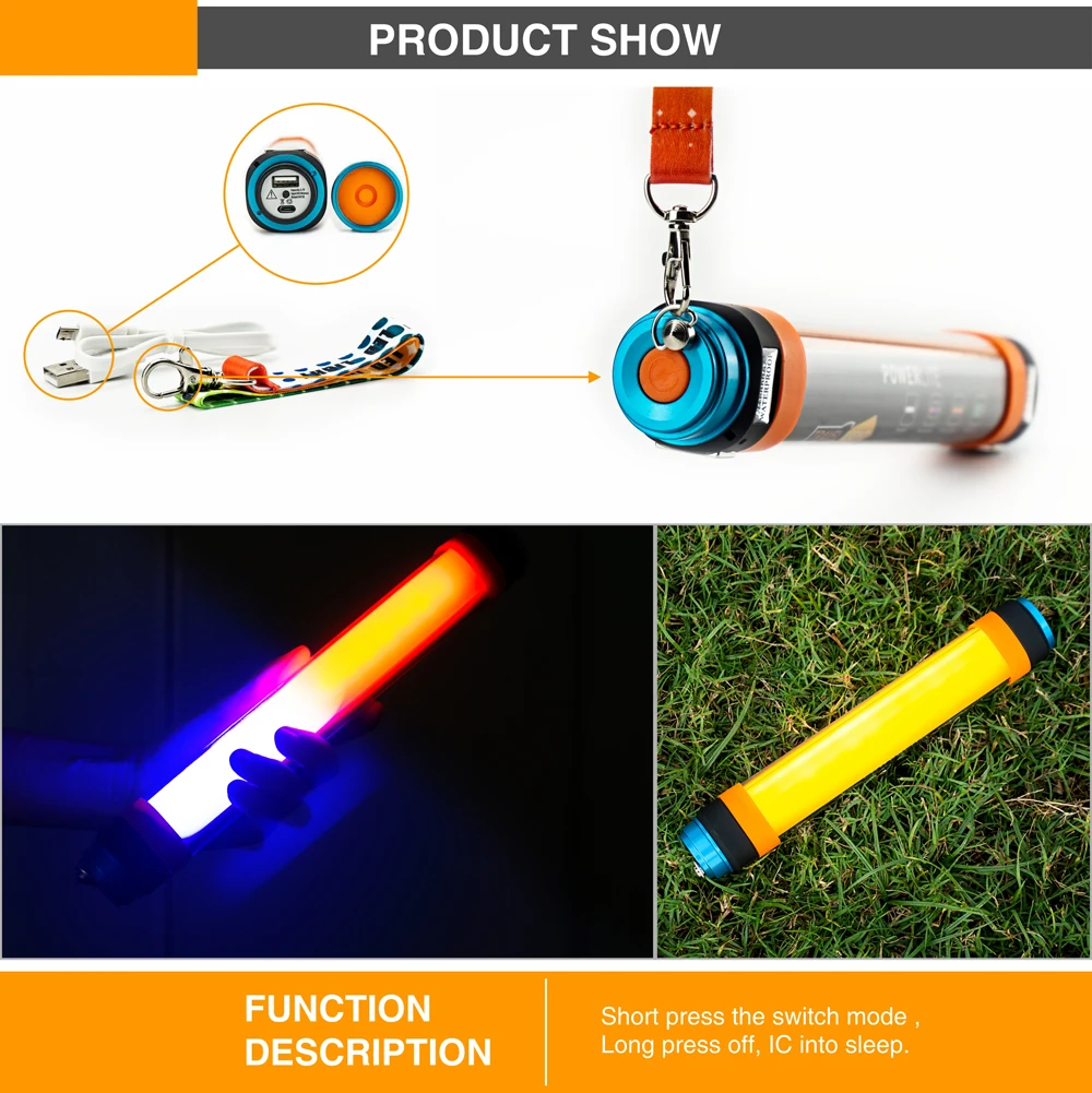 Waterproof rechargeable Portable Tube Emergency Light with SOS power bank and Torch