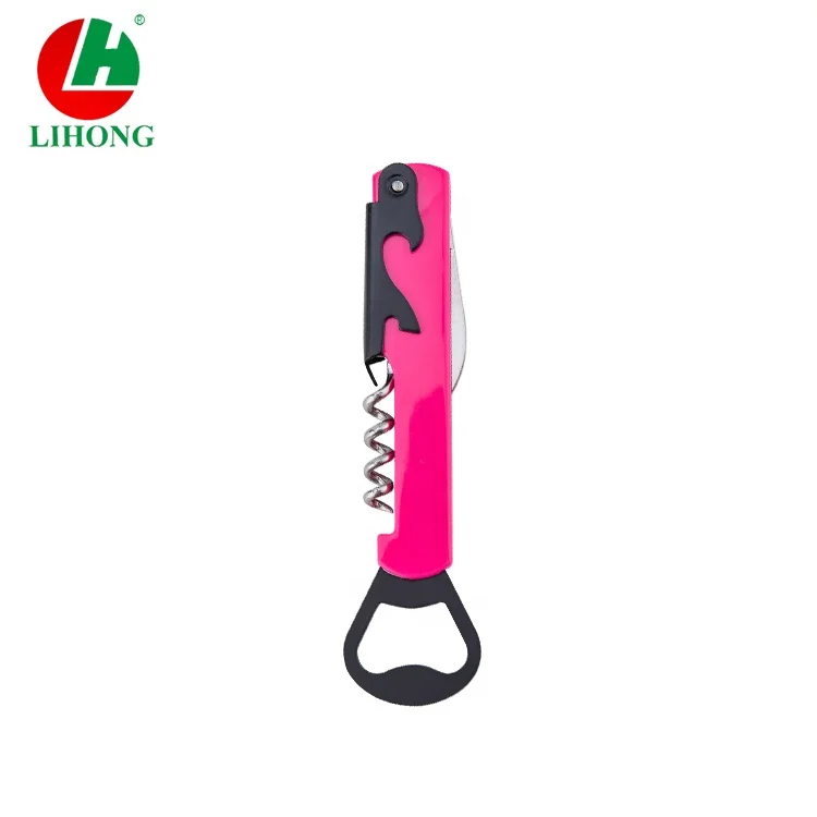 
Custom 2 in 1 Multi Functional Heavy Duty Plastic Handle Metal Bottle Opener for Beer and Wine 