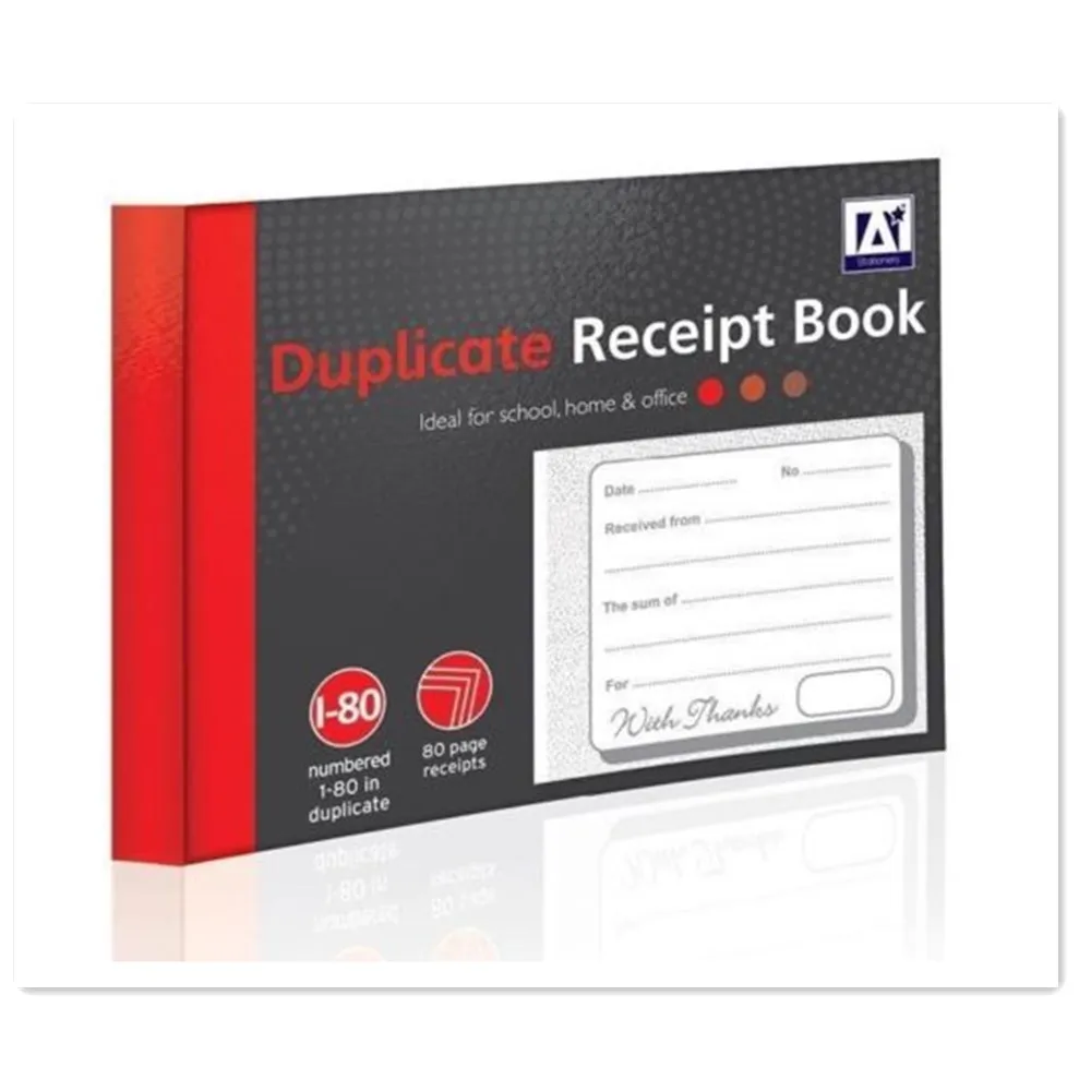 Half Size Duplicate Receipt Book Numbered Cash 1-100 Pages Pad Carbon Invoice