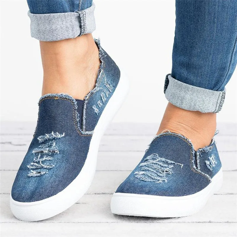 

Wholesale Pesonailzed Custom Women Denim Canvas Shoes, As picture, customied