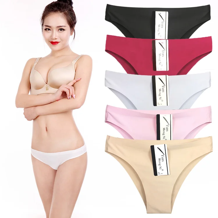 

Yun Meng Ni Blank Elastic Nylon Girls Shiny Tight Seamless Underwear Panties, Black;white;grey;pink;claret;nude