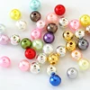 Wholesale Price Rhinestone Beads ABS Plastic Natural Round Button Loose Faux Pearl Beads with Holes for Garment Accessory