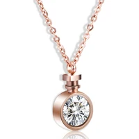 

Perfume bottle Cubic Zirconia Necklaces &Pendants Rose Gold Color Fashion Stainless Steel Jewelry For Women Chain accessories
