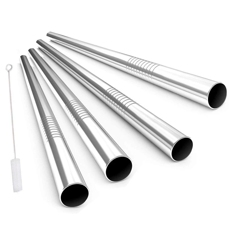 

241*12mm custom Logo Extra Wide Long Reusable Fat Boba Metal Smoothie Straws bubble tea straw, Customized