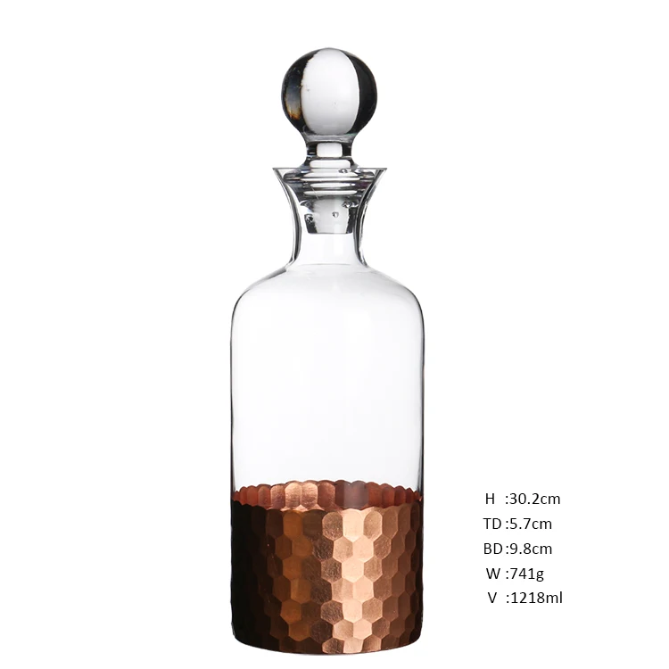 Wholesale Personalized Transparent Wine Decanter With Lid Stopper Gold