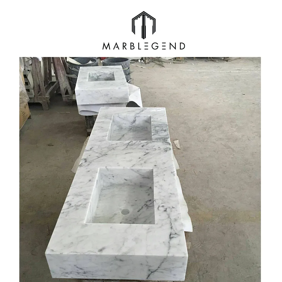 White Carrara Marble Full Body Bathroom Sink Countertop Buy Bathroom