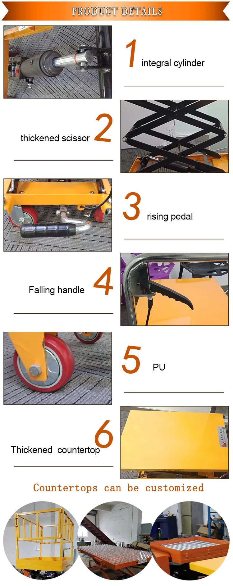 portable hydraulic manual scissor lift table truck