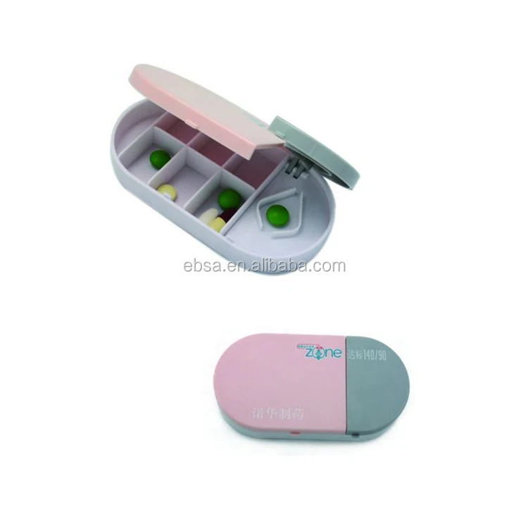 
Plastic Travel Medical Single Pill Box with Pill Cutter 