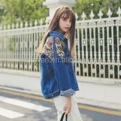 

Latest fashion denim jacket women long sleeve embroidered jeans coat, N/a