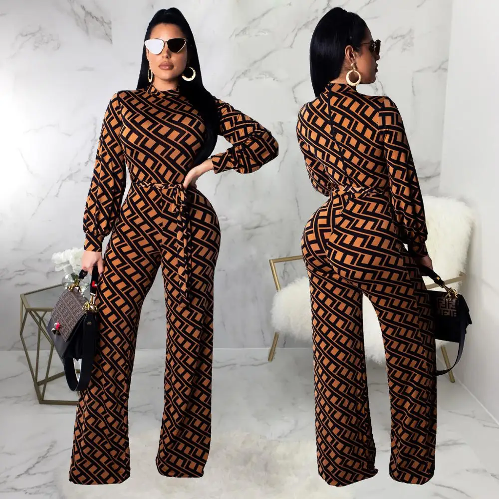 

Ladies garments long sleeve printed one piece jumpsuit for women