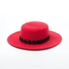 Elegant Wool Flat Top Party Hat Ladies Round Shape Hat With Lace Decorative
