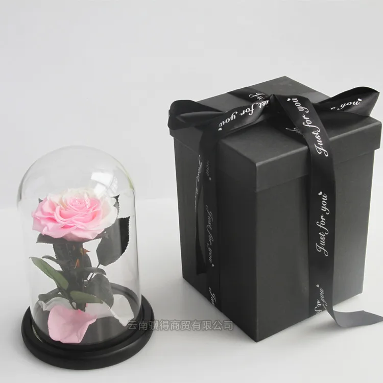 
Colorful 100% Real Enchanted Rose in glass dome eternal rose preserved flower 